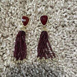 Kendra Scott Gold and Deep Red Tassel Earrings